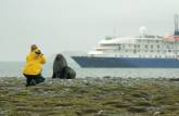 Fotografando um fur seal (leão-marinho) em Salisbury Plain, na Geórgia do Sul (foto de Jeff Orlowski)